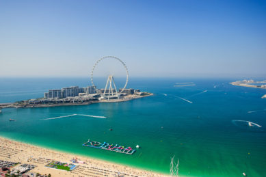 DUBAI,UAE. DECEMBER OF 25 OF 2020 Blue water island view,JBR.